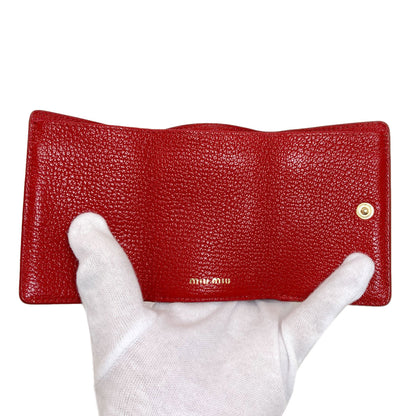 MIUMIU Compact Wallet Heart Bifold Wallet with Coin Pocket Leather Ladies [Used]