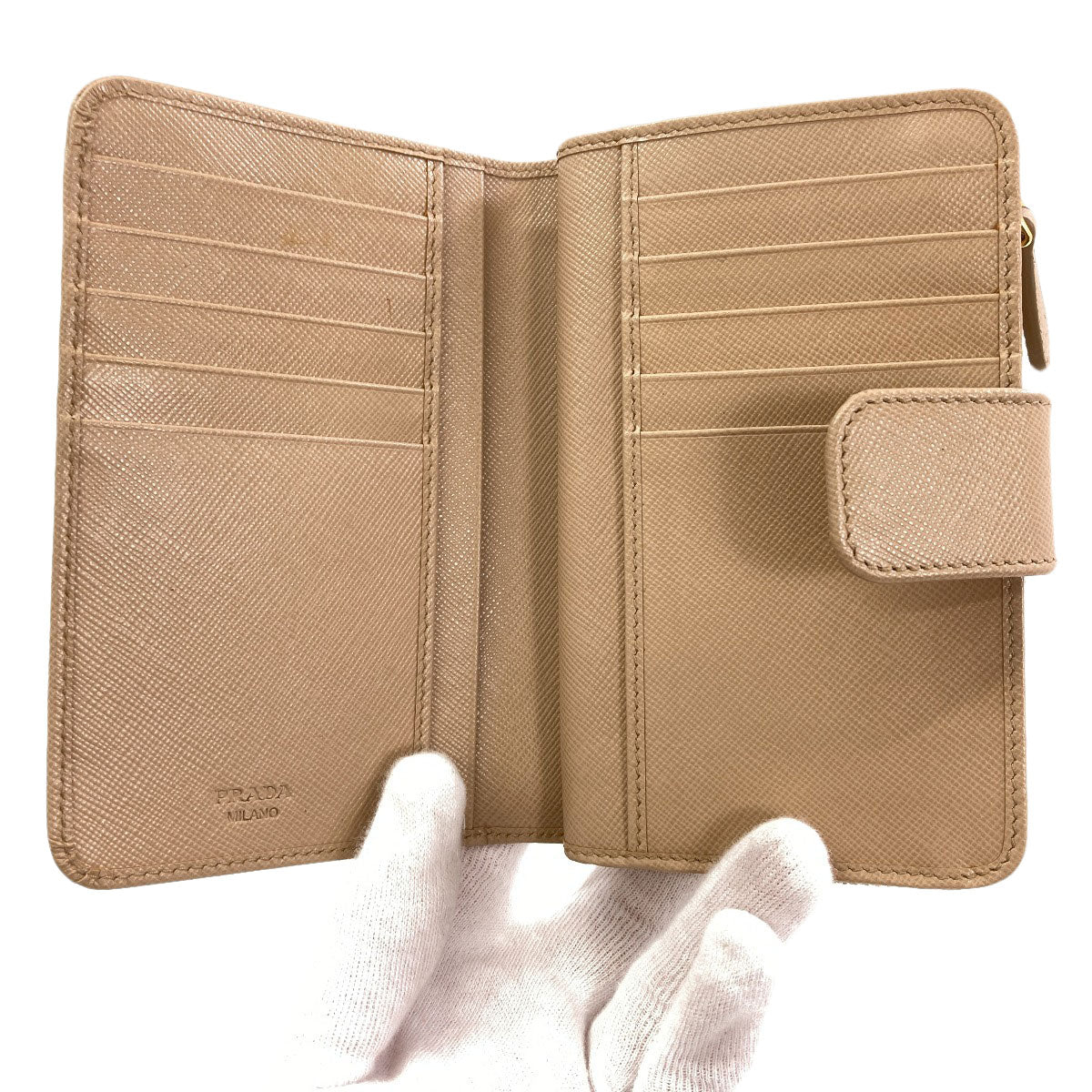 PRADA 1M1225 Tri-fold wallet Bifold Wallet with Coin Pocket Safiano Ladies [Used]