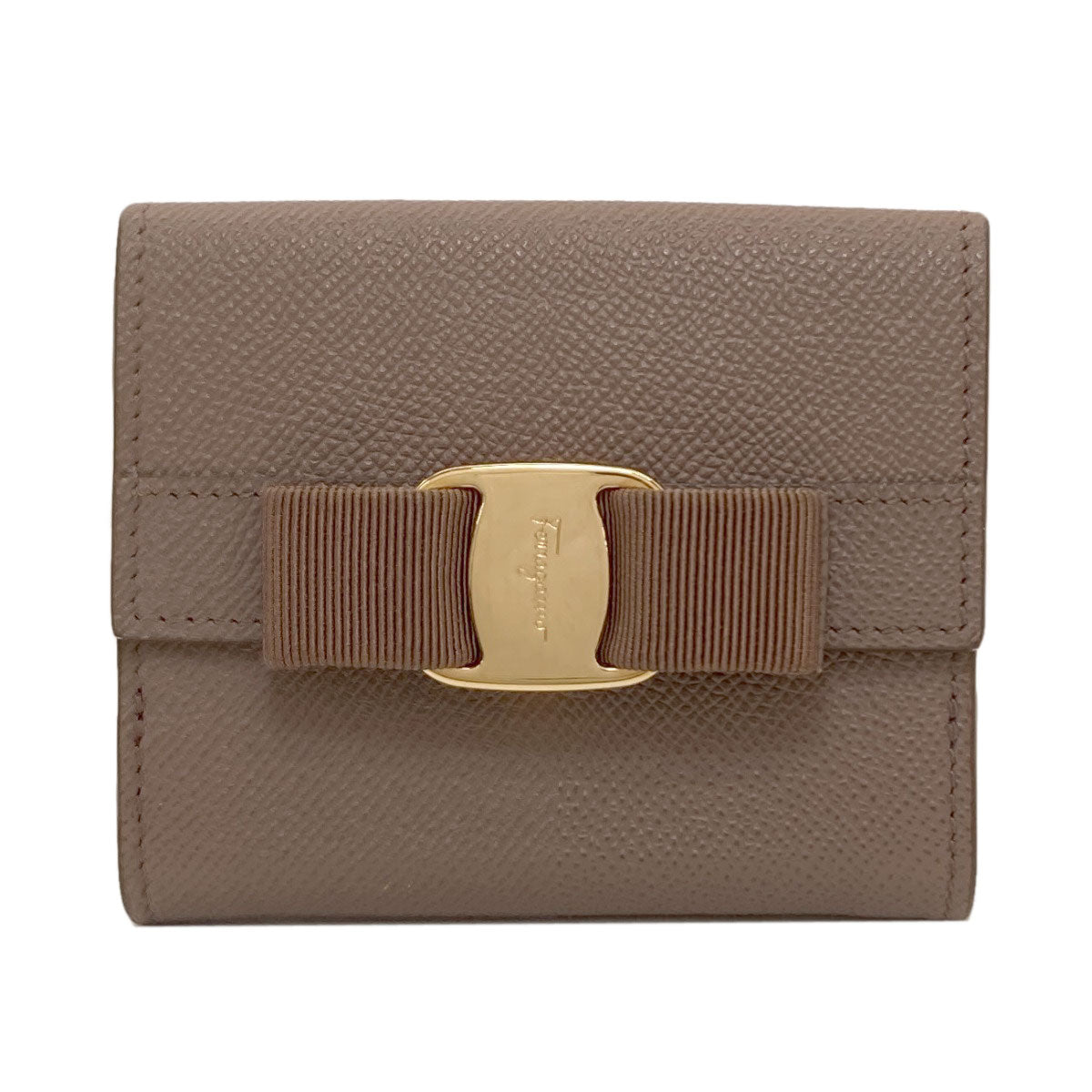Salvatore Ferragamo Vara ribbon Bifold Wallet with Coin Pocket Leather Ladies [Used]