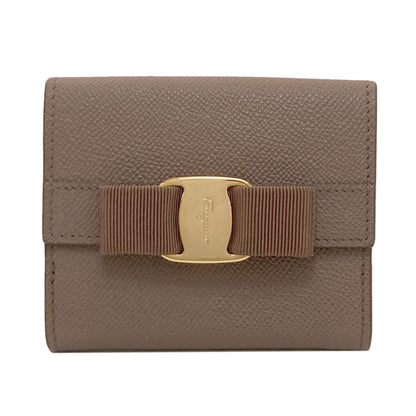 Salvatore Ferragamo Vara ribbon Bifold Wallet with Coin Pocket Leather Ladies [Used]