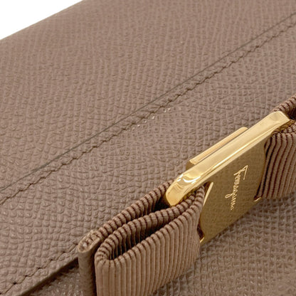 Salvatore Ferragamo Vara ribbon Bifold Wallet with Coin Pocket Leather Ladies [Used]