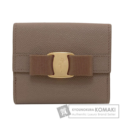 Salvatore Ferragamo Vara ribbon Bifold Wallet with Coin Pocket Leather Ladies [Used]