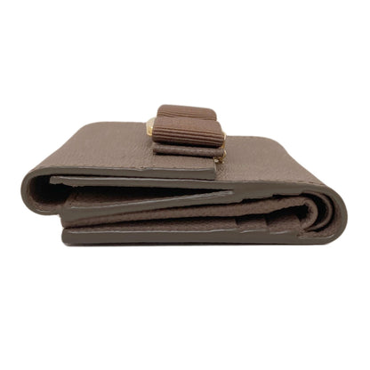 Salvatore Ferragamo Vara ribbon Bifold Wallet with Coin Pocket Leather Ladies [Used]