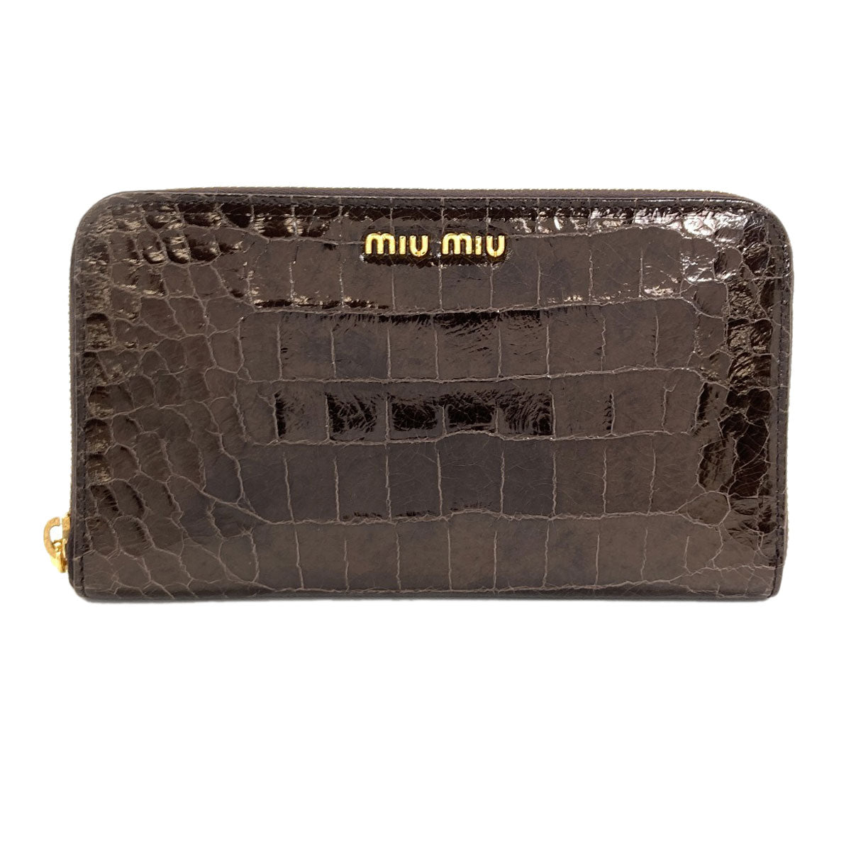 MIUMIU Embossing Long wallet (with coin pocket) Leather Ladies [Used]
