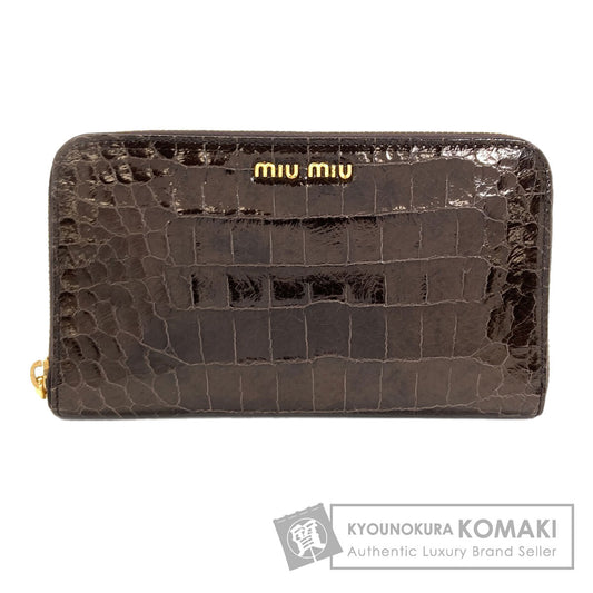 MIUMIU Embossing Long wallet (with coin pocket) Leather Ladies [Used]