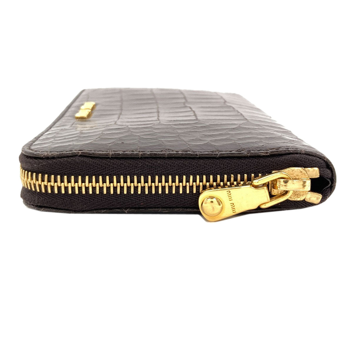 MIUMIU Embossing Long wallet (with coin pocket) Leather Ladies [Used]