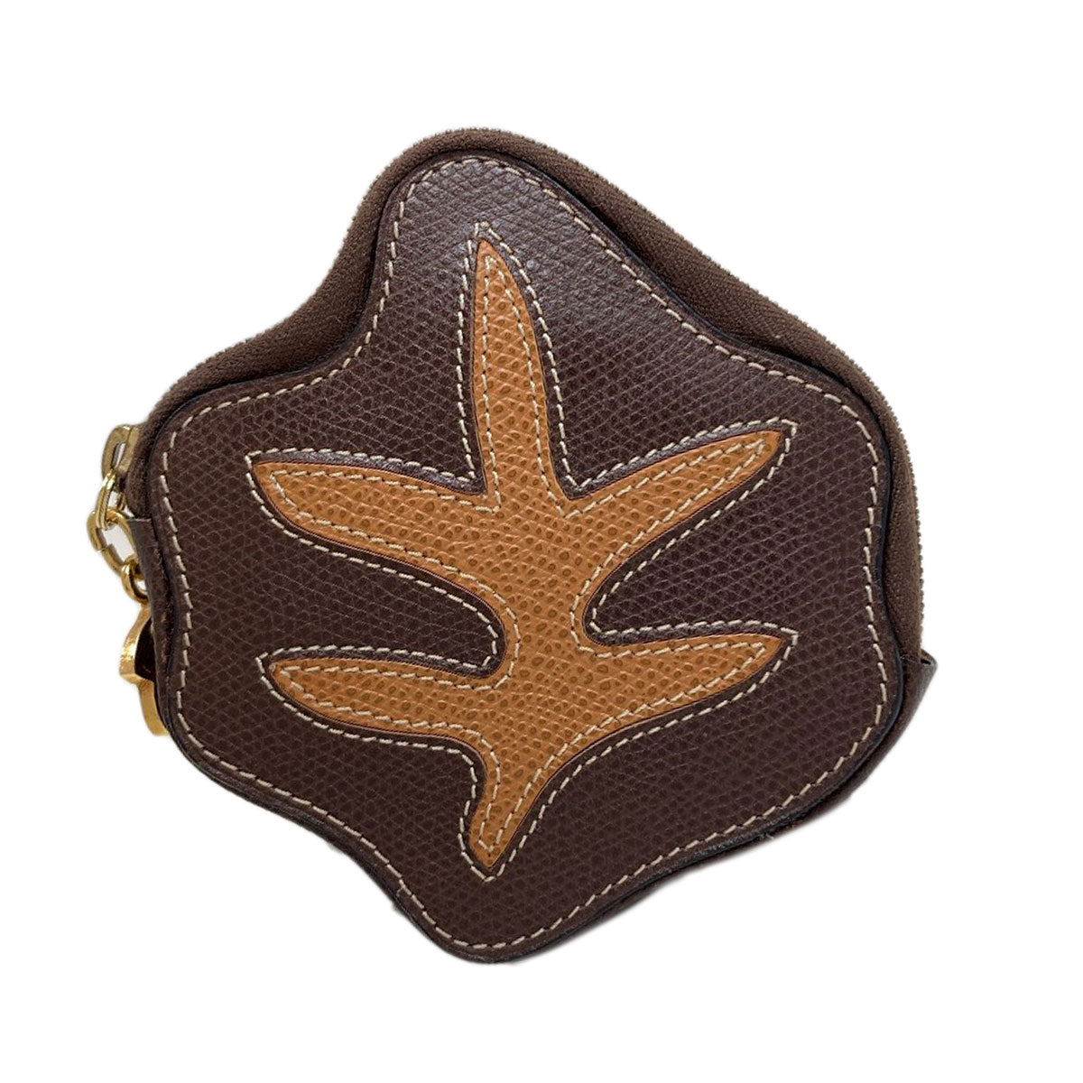 CELINE Autumn leaves motif coin purse Leather Ladies [Used]