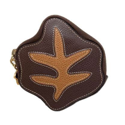 CELINE Autumn leaves motif coin purse Leather Ladies [Used]
