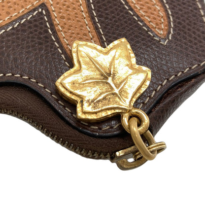 CELINE Autumn leaves motif coin purse Leather Ladies [Used]