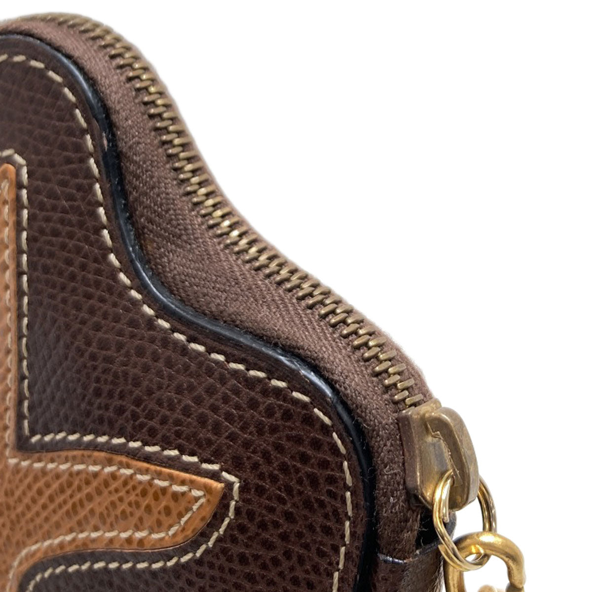 CELINE Autumn leaves motif coin purse Leather Ladies [Used]
