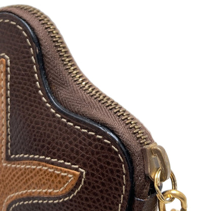 CELINE Autumn leaves motif coin purse Leather Ladies [Used]