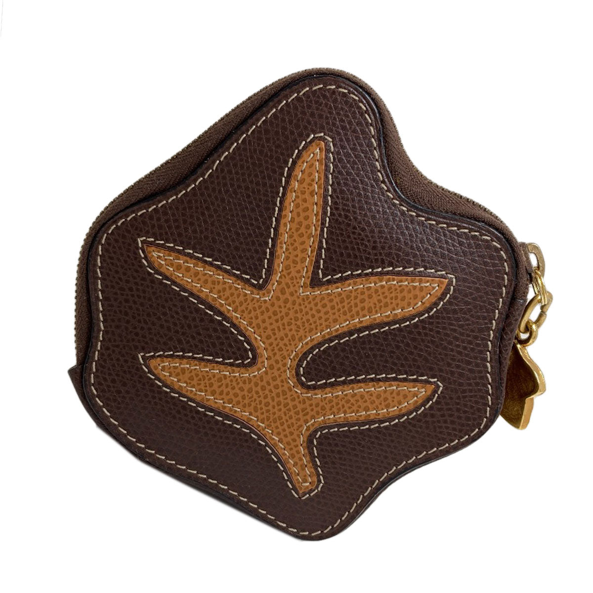 CELINE Autumn leaves motif coin purse Leather Ladies [Used]