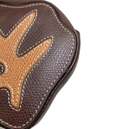 CELINE Autumn leaves motif coin purse Leather Ladies [Used]
