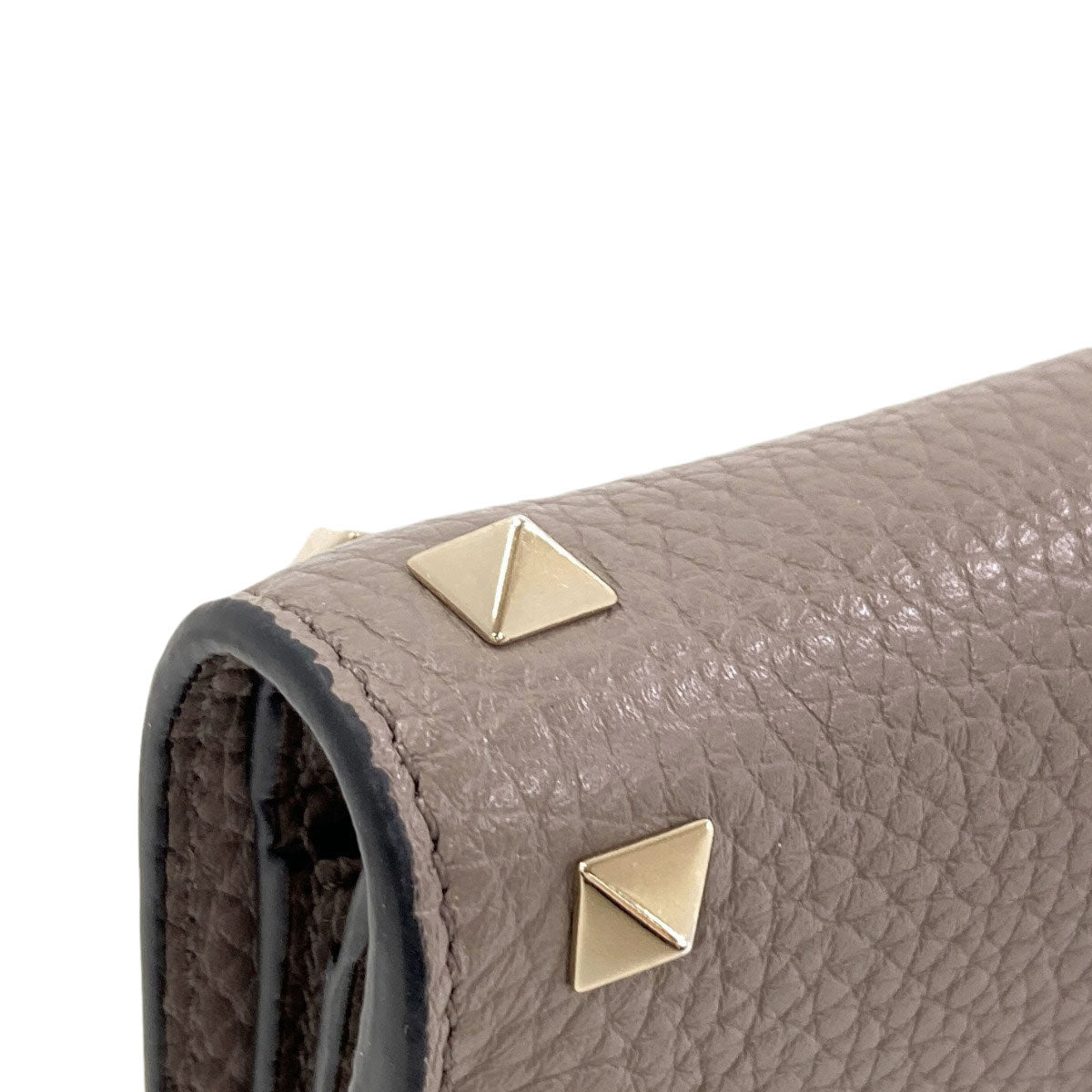 VALENTINO Studs Bifold Wallet with Coin Pocket Leather Ladies [Used]