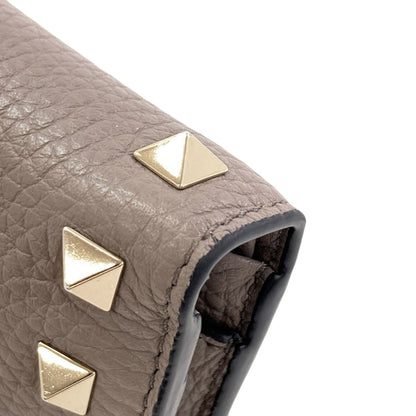 VALENTINO Studs Bifold Wallet with Coin Pocket Leather Ladies [Used]