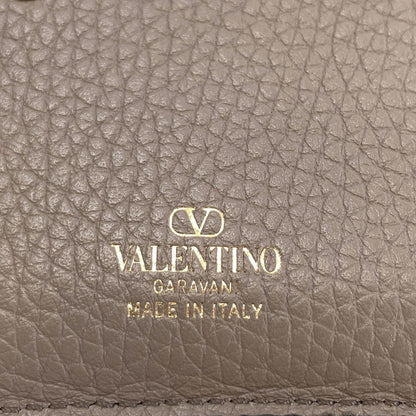 VALENTINO Studs Bifold Wallet with Coin Pocket Leather Ladies [Used]