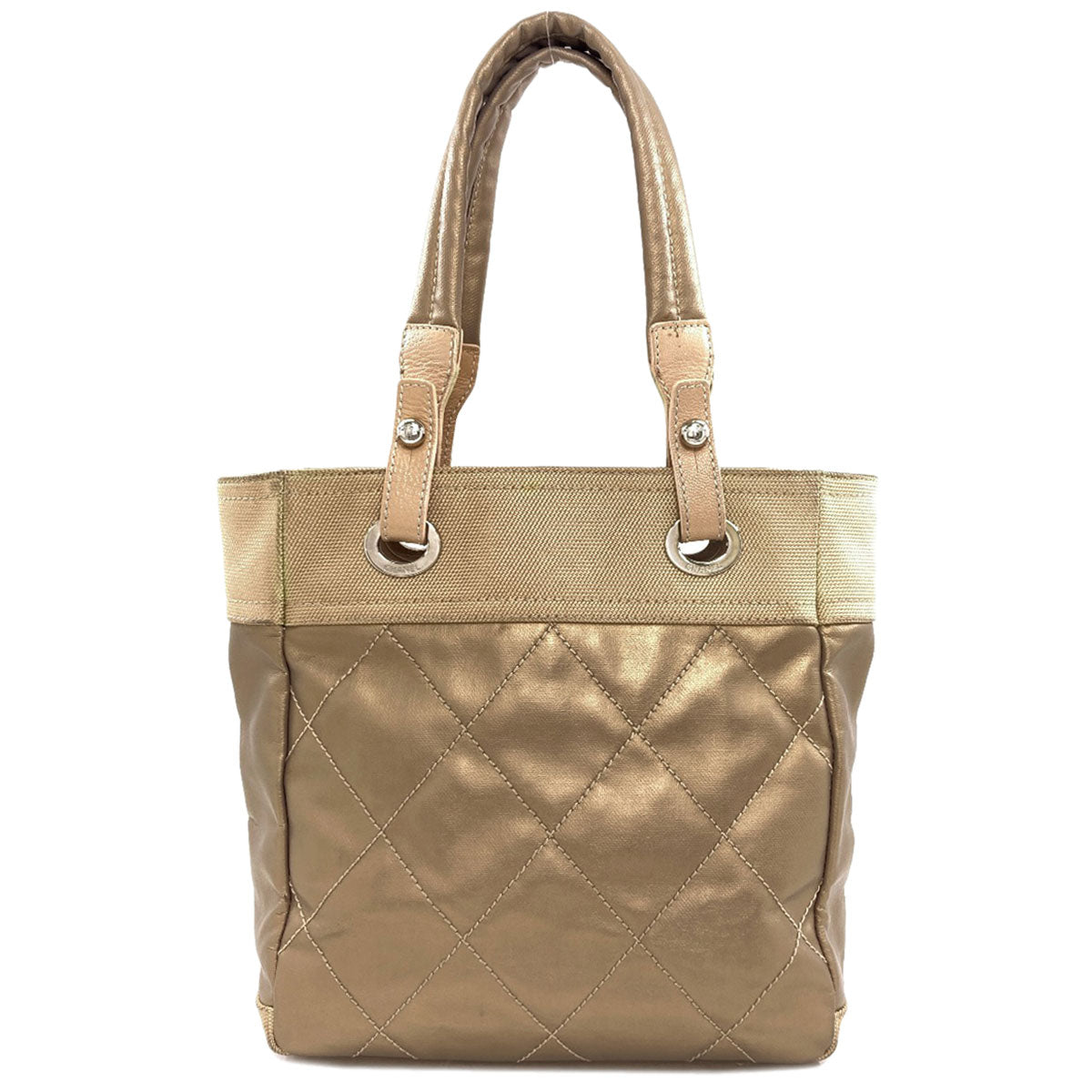 CHANEL Pali Biarritz PM SilverHardware Tote Bag Canvas LeatherLadies [Used]