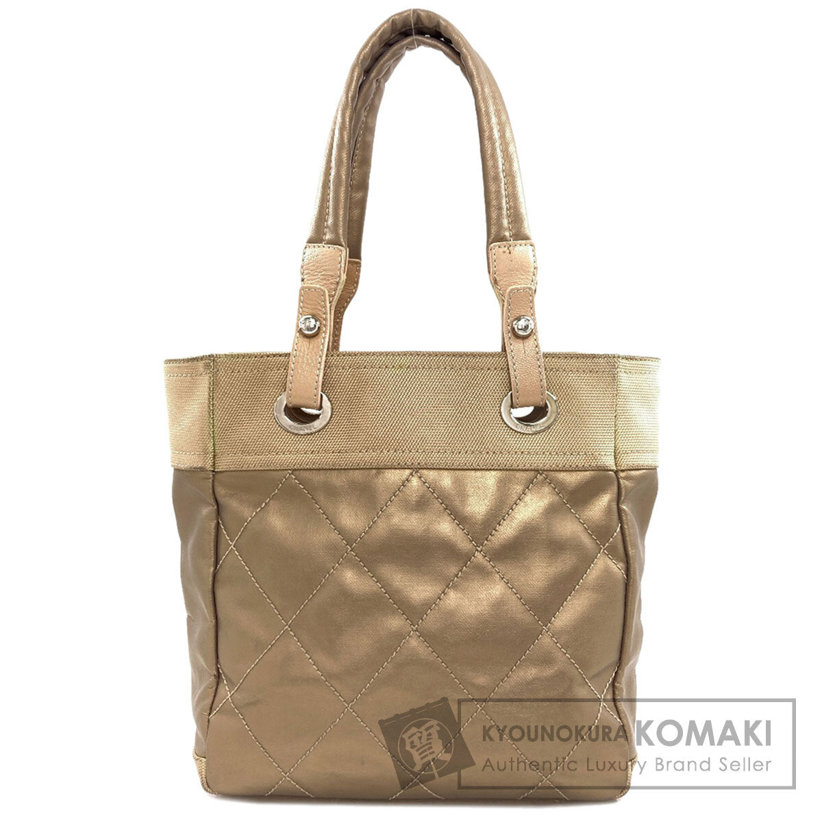 CHANEL Pali Biarritz PM SilverHardware Tote Bag Canvas LeatherLadies [Used]