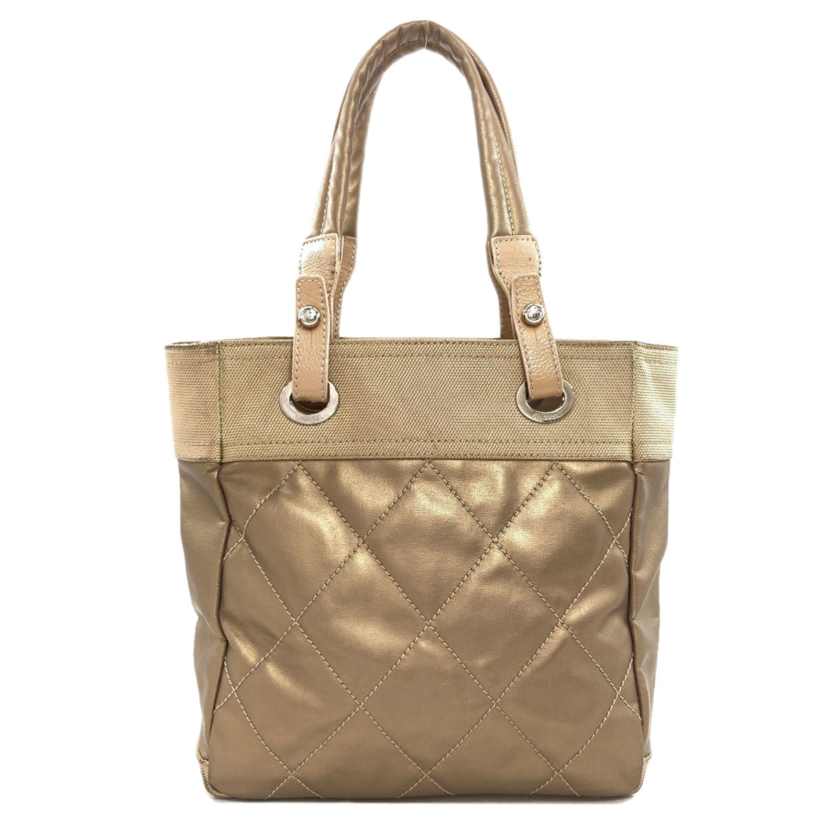 CHANEL Pali Biarritz PM SilverHardware Tote Bag Canvas LeatherLadies [Used]