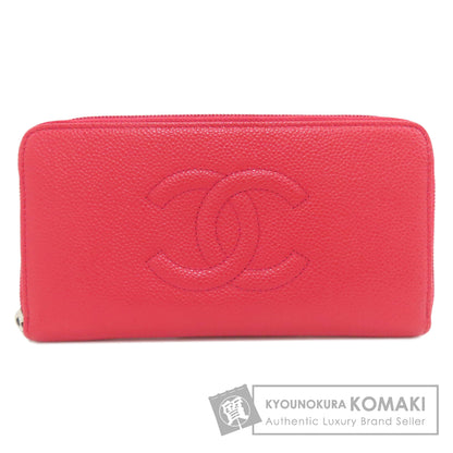 CHANEL COCO Mark SilverHardware Long wallet (with coin pocket) Grained Calfskin Skin Ladies [Used]