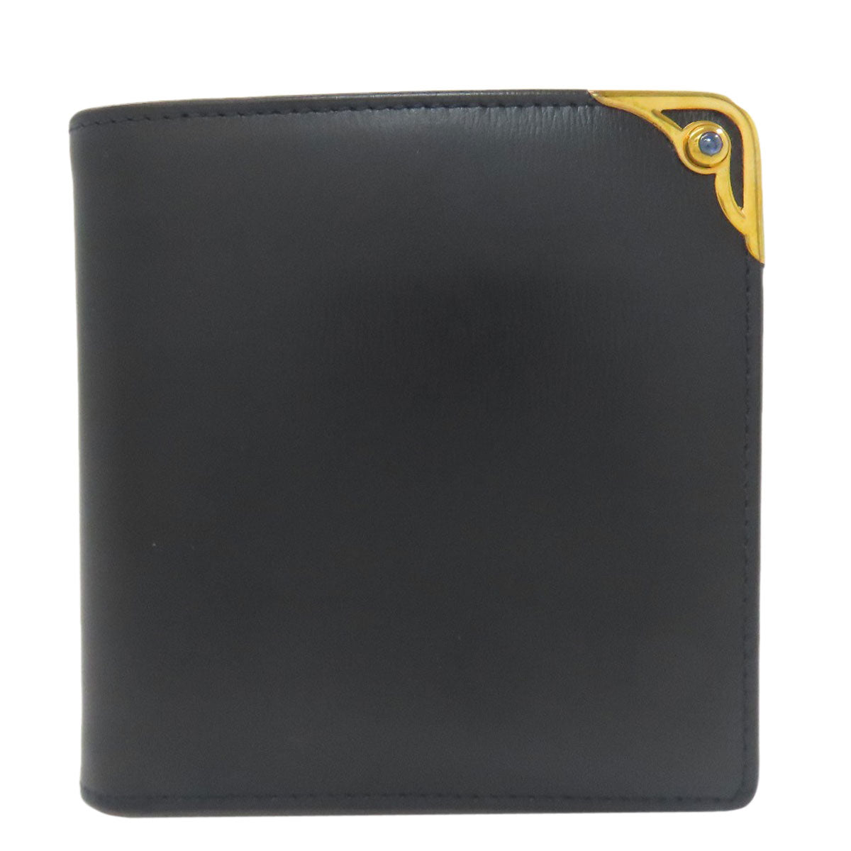 CARTIER Sapphire line Bifold Wallet with Coin Pocket Leather Ladies [Used]