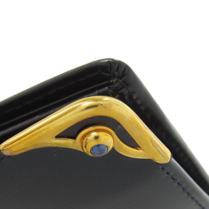 CARTIER Sapphire line Bifold Wallet with Coin Pocket Leather Ladies [Used]