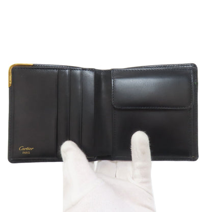 CARTIER Sapphire line Bifold Wallet with Coin Pocket Leather Ladies [Used]