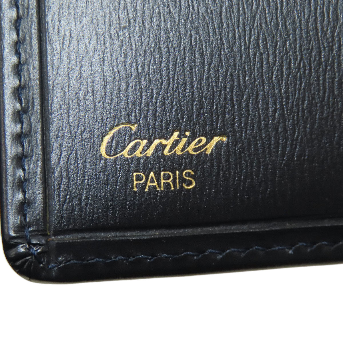 CARTIER Sapphire line Bifold Wallet with Coin Pocket Leather Ladies [Used]