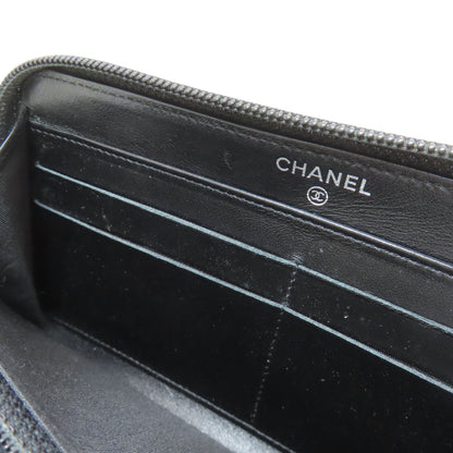 CHANEL COCO Mark SilverHardware Long wallet (with coin pocket) Grained Calfskin Skin Ladies [Used]