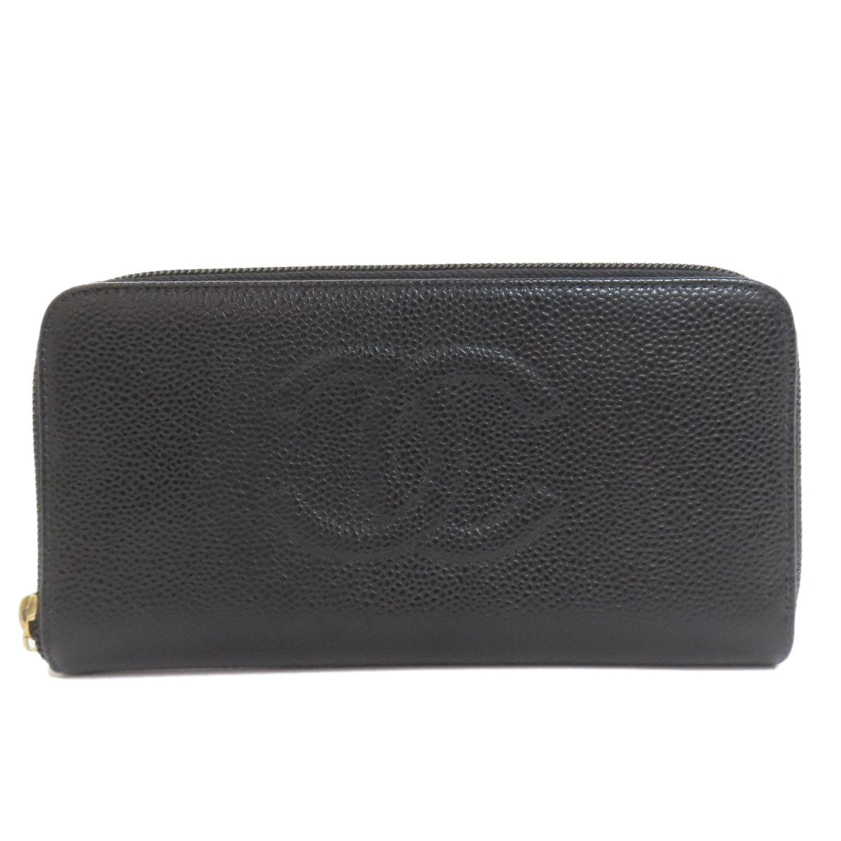 CHANEL COCO Mark GoldHardware Long wallet (with coin pocket) Grained Calfskin Skin Ladies [Used]