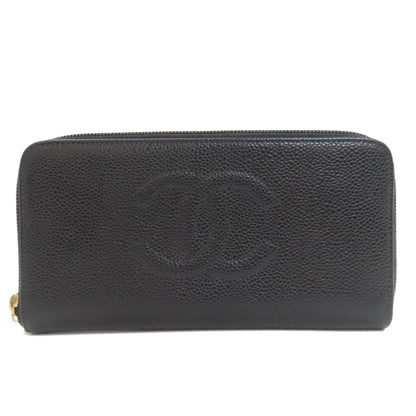 CHANEL COCO Mark GoldHardware Long wallet (with coin pocket) Grained Calfskin Skin Ladies [Used]