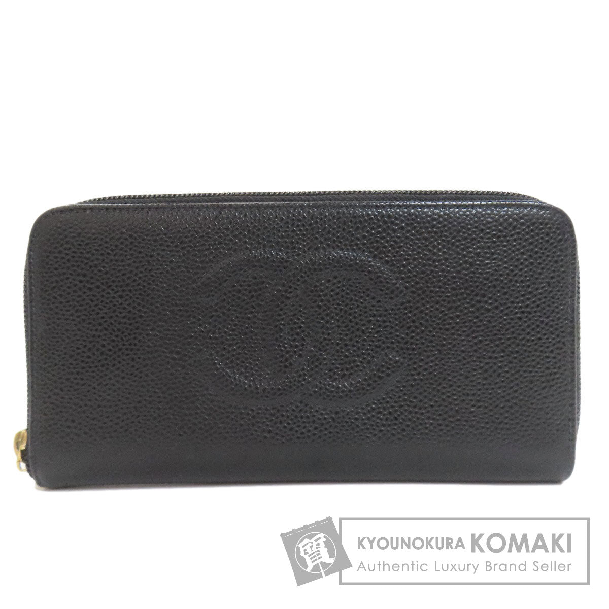 CHANEL COCO Mark GoldHardware Long wallet (with coin pocket) Grained Calfskin Skin Ladies [Used]