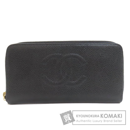 CHANEL COCO Mark GoldHardware Long wallet (with coin pocket) Grained Calfskin Skin Ladies [Used]