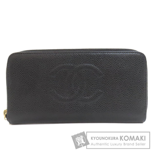 CHANEL COCO Mark GoldHardware Long wallet (with coin pocket) Grained Calfskin Skin Ladies [Used]