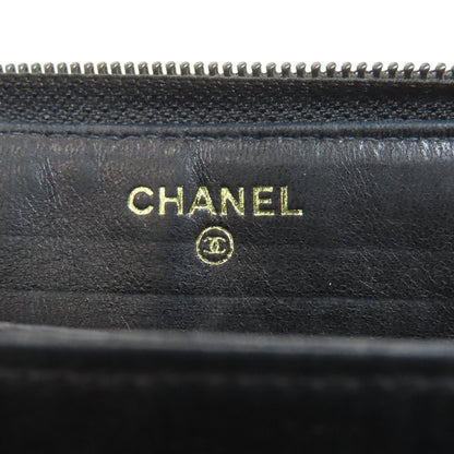 CHANEL COCO Mark GoldHardware Long wallet (with coin pocket) Grained Calfskin Skin Ladies [Used]