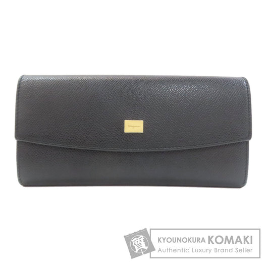 Salvatore Ferragamo logo Long wallet (with coin pocket) Leather Ladies [Used]
