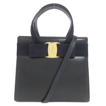 Salvatore Ferragamo Vala Ribbon 2WAY Handbag Leather Ladies [Used]