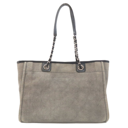 CHANEL Deauville SilverHardware Tote Bag Canvas Ladies [Used]