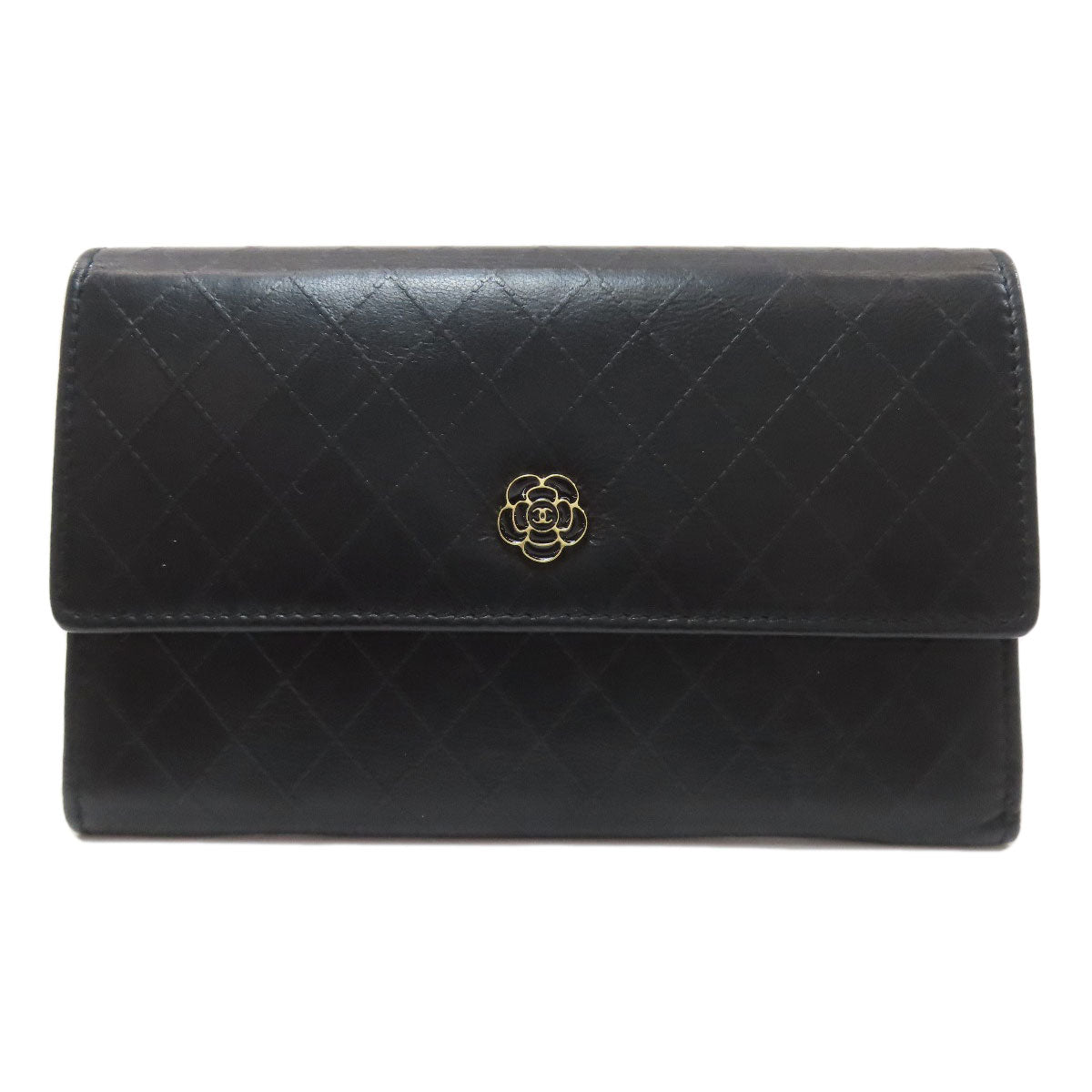 CHANEL Camellia Matelasse Ginza Limited Gold Hardware Long wallet (with coin pocket) Lambskin Ladies [Used]
