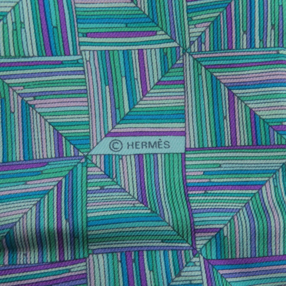 HERMES Geometric pattern Scarf Silk Ladies [Used]