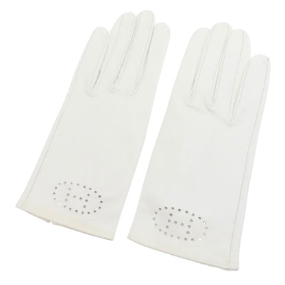 HERMES H logo leather gloves Glove Sheepskin Ladies [Used]
