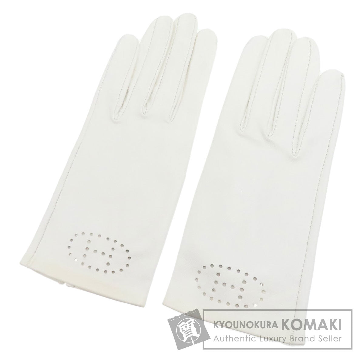HERMES H logo leather gloves Glove Sheepskin Ladies [Used]