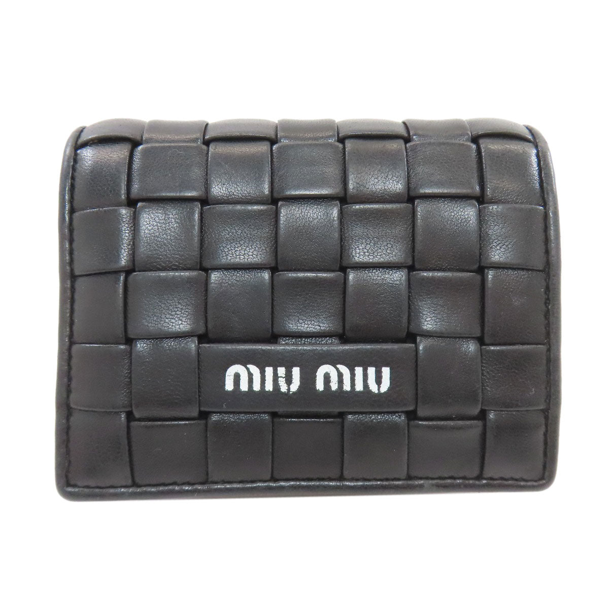 MIUMIU Braid Bifold Wallet with Coin Pocket Leather Ladies [Used]