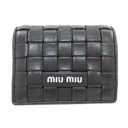 MIUMIU Braid Bifold Wallet with Coin Pocket Leather Ladies [Used]