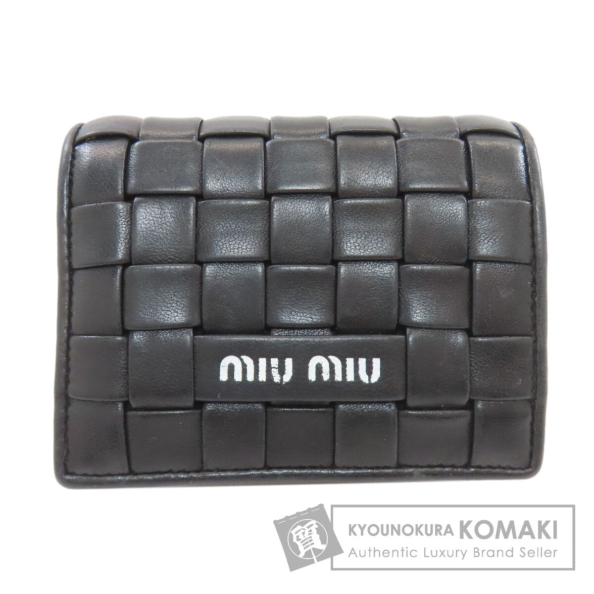 MIUMIU Braid Bifold Wallet with Coin Pocket Leather Ladies [Used]