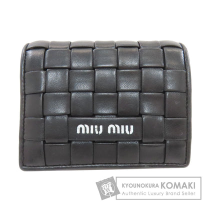 MIUMIU Braid Bifold Wallet with Coin Pocket Leather Ladies [Used]