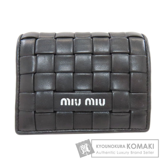 MIUMIU Braid Bifold Wallet with Coin Pocket Leather Ladies [Used]