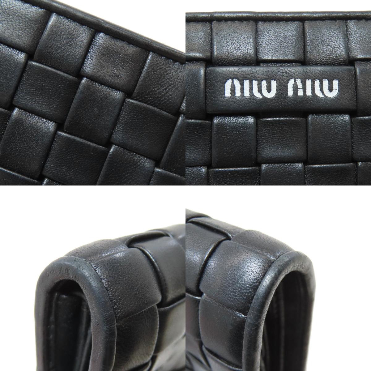 MIUMIU Braid Bifold Wallet with Coin Pocket Leather Ladies [Used]