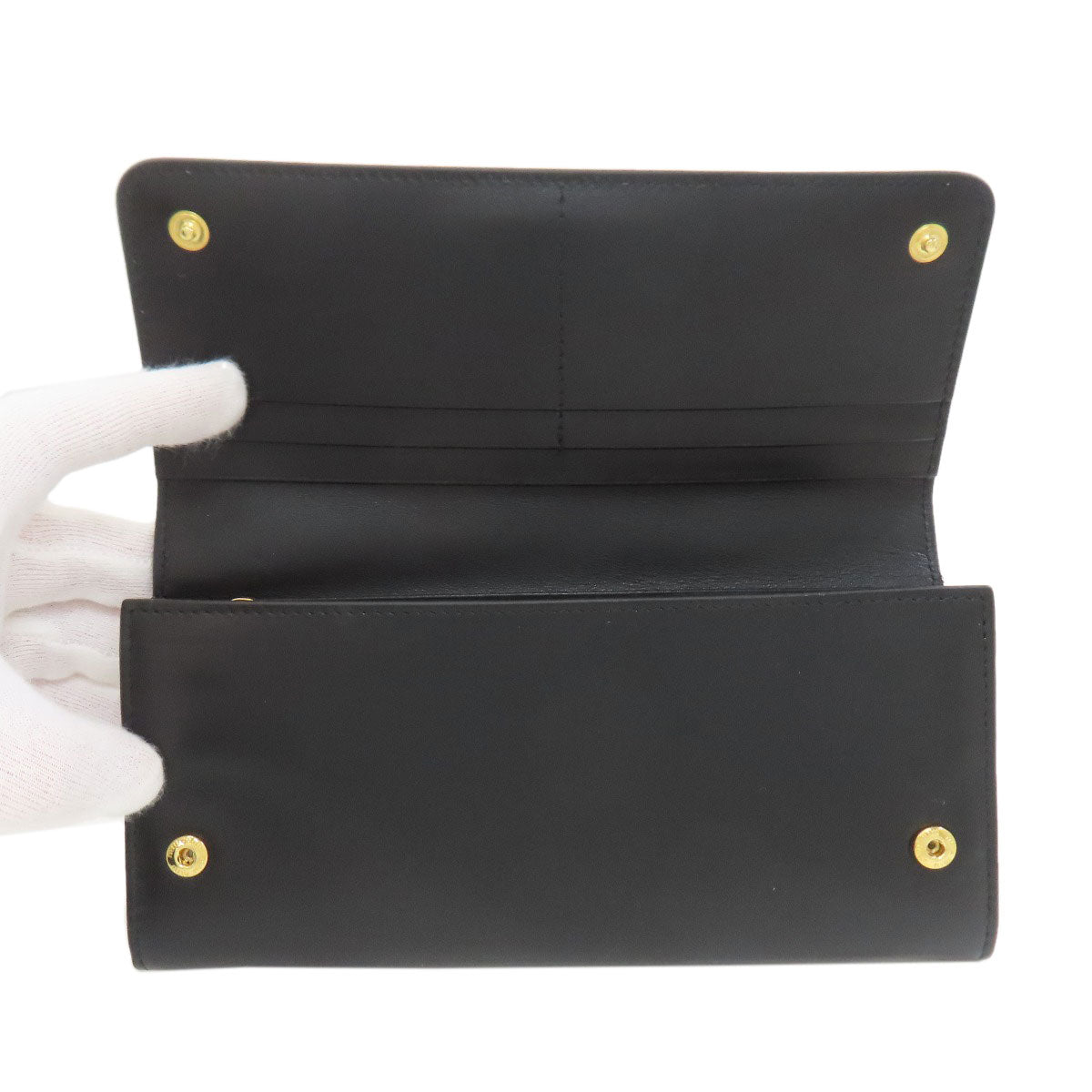 MIUMIU Ribbon motif Long wallet (with coin pocket) Leather Ladies [Used]