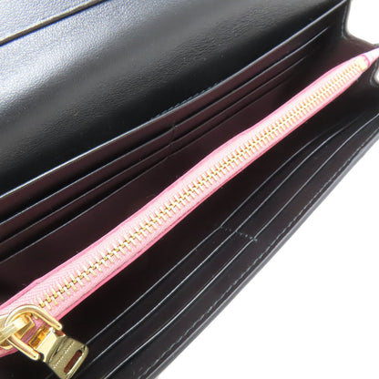 MIUMIU Ribbon motif Long wallet (with coin pocket) Leather Ladies [Used]
